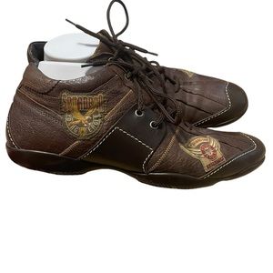 Bacco Bucci Men’s Leather Patch Sneakers, Size 11.5, Brown, EUC